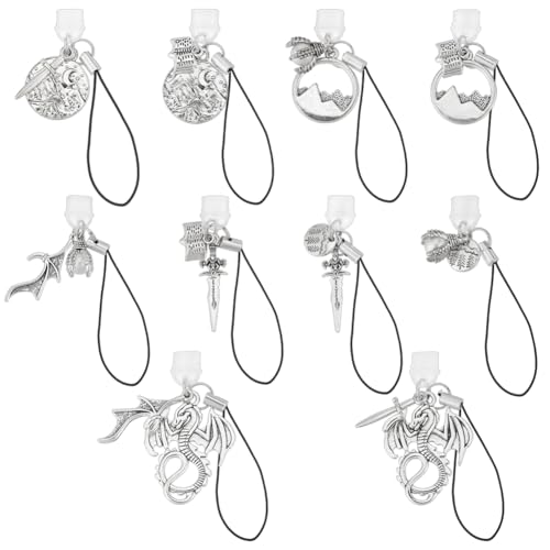 OLYCRAFT 10 Stück Staubschutz Stöpsel Mountain Staubstöpsel Charms 75 95mm Staubdichte Handy Stecker Mit Drachen Und Klauenanhängern Typ C Staubstöpsel Charm Typ C Anschlussschutz Telefonanhänger von OLYCRAFT