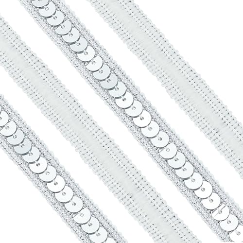 OLYCRAFT 10 m Silbernes Paillettenband 13mm Breite Paillettenborte Keine Dehnung Flacher Glitzer Paillettenbesatz Stoff Paillettenbandbesatz Zum Nähen Basteln Kostüm Ornament Heimdekoration. OLYCRAFT 10 m Silbernes Paillettenband 13mm Breite Paillettenborte Keine Dehnung Flacher Glitzer Paillettenbesatz Stoff Paillettenbandbesatz Zum Nähen Basteln Kostüm Ornament Heimdekoration. von OLYCRAFT
