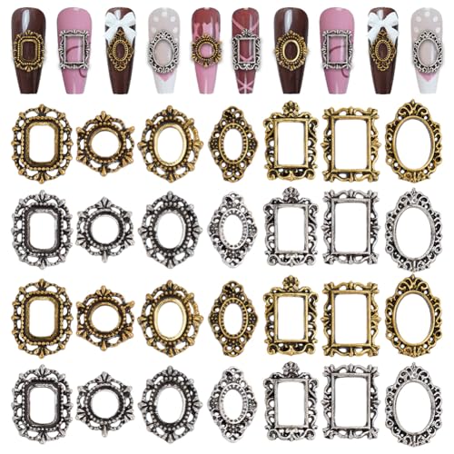 OLYCRAFT 100 Stück 14 Stile Rechteckige 3D Metall Nagel Charms Ovaler Rahmen Gothic Nagelkunst Charms Flache Rückseite Nagelnieten Retro Gold Silber Nagel Juwelen Kunstdekoration Vintage Punk OLYCRAFT 100 Stück 14 Stile Rechteckige 3D Metall Nagel Charms Ovaler Rahmen Gothic Nagelkunst Charms Flache Rückseite Nagelnieten Retro Gold Silber Nagel Juwelen Kunstdekoration Vintage Punk von OLYCRAFT