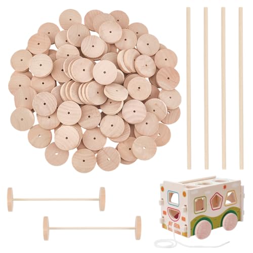 OLYCRAFT 100 Stück 3,8 x 0,5 cm Holzräder mit 50 Stück 15,2 cm Holzstäbchen, unlackierte Holzräder, kleines Bastelrad, flaches Modellautorad, Holzbastelzubehör für DIY-Modellautos, Bastelprojekte OLYCRAFT 100 Stück 3,8 x 0,5 cm Holzräder mit 50 Stück 15,2 cm Holzstäbchen, unlackierte Holzräder, kleines Bastelrad, flaches Modellautorad, Holzbastelzubehör für DIY-Modellautos, Bastelprojekte von OLYCRAFT