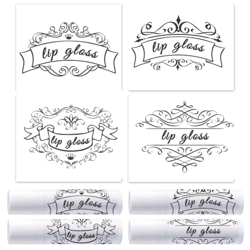 OLYCRAFT 100 Stück Selbstklebende Lippenbalsam-Etikettaufkleber 44x54 mm Klebeetikett Mit Wortmustern Lippenstift-Etikettaufkleber Für Lippenbalsambehälter Tuben Lippenstiftverpackungsdekoration von OLYCRAFT