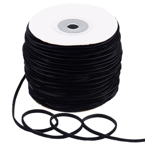 OLYCRAFT 100 Yard Einseitiges Samtband 3mm Breit Schwarzes Samtband 1mm Dick Dünnes Samtband Vintage Samtband Für Geschenkverpackungen DIY Basteln Hochzeit Party Dekorationen von OLYCRAFT