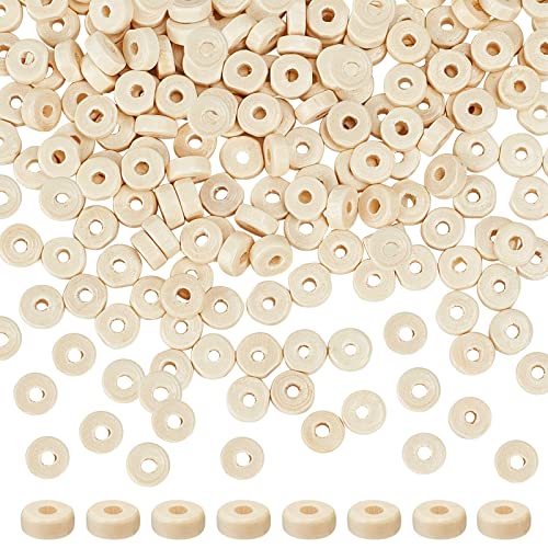 OLYCRAFT 1000 STÜCKE 8mm Holz Flache Zwischenperlen Unfertige Flache Holz Lose Perlen Holz Münze Zwischenperlen für DIY Armband Halskette Ohrring Bastelbedarf (Bohrung: 2.5mm) von OLYCRAFT