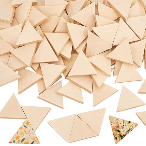 OLYCRAFT 100PCS Unvollendetes Holzdreieck Natürliches Unbemaltes Holzdreieck Ausschnittform Holzdreieck Scheiben Verzierungen Ornamente Für Die Hochzeit, Valentinstag, Heimwerkerbedarf von OLYCRAFT