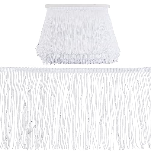 OLYCRAFT 10M 6 Zoll Fringe Trim Lace Quaste White Chainette Fringe Trim Band Bordüre Stoff Für Latin Dance Dress DIY Kleidung Verschönerung Lampenschirm Und Kissen Dekorationen von OLYCRAFT