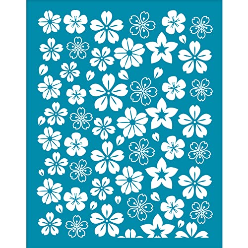 OLYCRAFT 10x12.7 cm Kirschblüten Tonschablonen Kirschblüten Siebdruck Für Polymer Ton Fünfblättrige Blume Siebdruck Schablonen Mesh Transfer Schablonen Für Polymer Ton Schmuckherstellung von OLYCRAFT