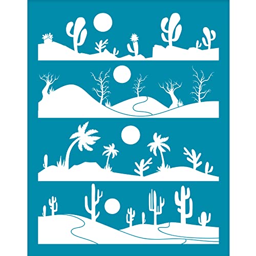 OLYCRAFT 10x12.7 cm Pflanzen Thema Siebdruck Für Polymer Clay Baum Kaktus Dornen Siebdruck Schablonen Wiederverwendbare Nicht Klebende Transferschablone Für Polymer Clay Ohrring Schmuckherstellung von OLYCRAFT
