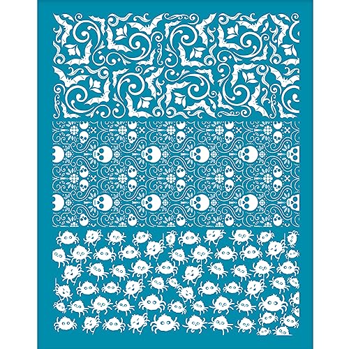 OLYCRAFT 10x12.7cm Halloween Thema Ton Schablonen Totenkopf Siebdruck Für Polymer Ton Fledermaus Spinne Siebdruck Schablonen Netz Transfer Schablonen Für Polymer Ton Schmuckherstellung von OLYCRAFT