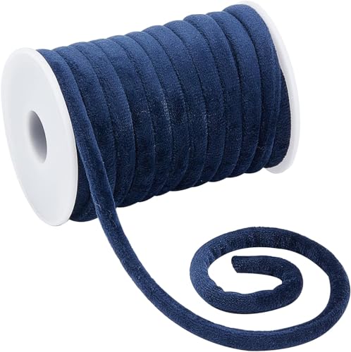 OLYCRAFT 11 Yards 8 mm Blaue Samtkordel Samtband mit Spule Samt Bastelfaden Kordelverzierung für Schmuckherstellung Wandbehang Pflanzenaufhänger DIY Basteln Kleidung Kissen von OLYCRAFT