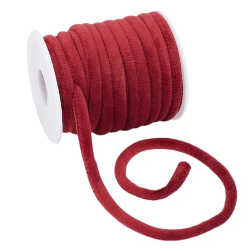 OLYCRAFT 11 Yards 8 mm Roter Samtkordelschnur Weicher Samtband Samtrunde Halsbandkordel Samthandwerksfaden Kordelbesatz Mit Spule Für Chokerhalskette Schmuckherstellung Nähzubehör von OLYCRAFT