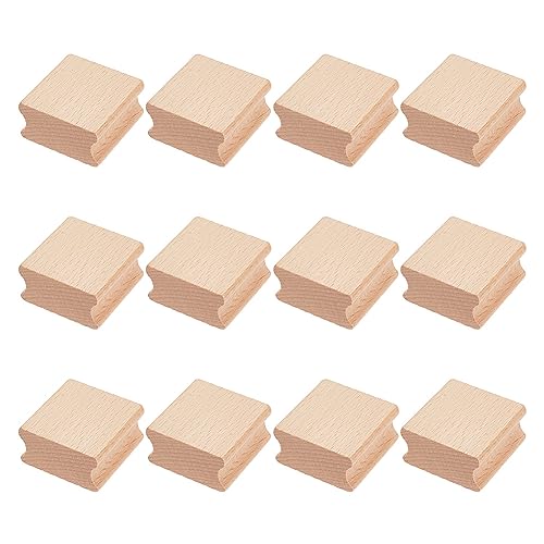 OLYCRAFT 12 Stück Blanko-Hartholz-Stempel Unlackierter Holz-Rohling-Stempel Buchen Hartholz Gummistempel Leeres Holz Gerillter Würfelblock Unlackierte Holzblöcke Für DIY-Schnitzbedarf - 4x4x2cm von OLYCRAFT