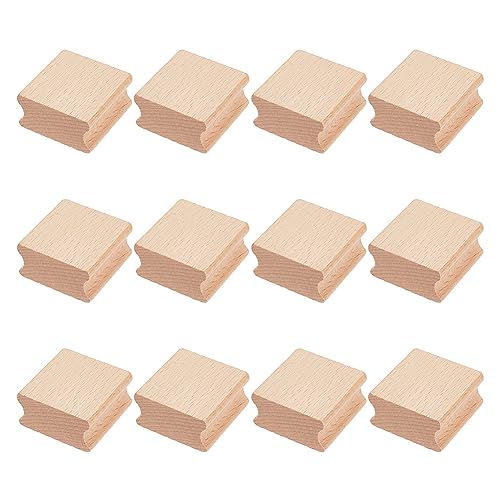 OLYCRAFT 12 Stück Blanko-Hartholz-Stempel Unlackierter Holz-Rohling-Stempel Buchen Hartholz Gummistempel Leeres Holz Gerillter Würfelblock Unlackierte Holzblöcke Für DIY-Schnitzbedarf - 4x4x2cm von OLYCRAFT