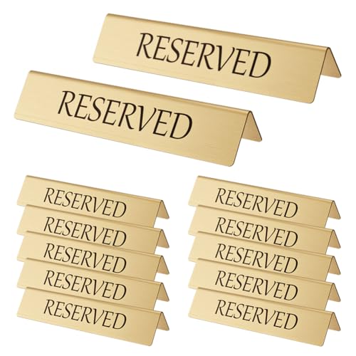 OLYCRAFT 12 Stück Goldene Tischschilder Aus Metall „Reserviert“ Edelstahl Tischplatte „Reserviert“ Goldenes Reservierungsschild Für Tische Zeltschilder Für Restaurant Hochzeit 15x3.8x3.2cm OLYCRAFT 12 Stück Goldene Tischschilder Aus Metall „Reserviert“ Edelstahl Tischplatte „Reserviert“ Goldenes Reservierungsschild Für Tische Zeltschilder Für Restaurant Hochzeit 15x3.8x3.2cm von OLYCRAFT