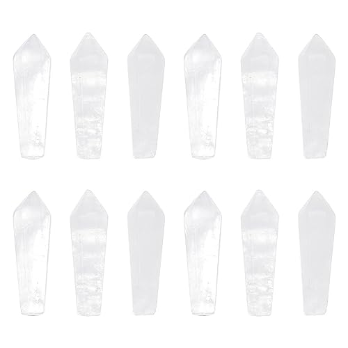 OLYCRAFT 12 Stück Natürliche Quarzkristallspitzen Ohne Loch Massensteine Quarzkristallstab Sechseckiger Kugelförmiger Quarzkristall Für Halskette Schmuckherstellung - 30.5x9x8 mm von OLYCRAFT