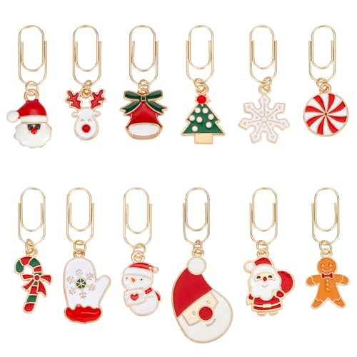 OLYCRAFT 12 Stück Weihnachts-Büroklammern Aus Carbon 3.7~5.2 cm Büroklammer Mit Anhänger Aus Legierung Und Weihnachtsmann-Emaille-Anhänger Zum Sortieren Und Organisieren von Papierdokumenten OLYCRAFT 12 Stück Weihnachts-Büroklammern Aus Carbon 3.7~5.2 cm Büroklammer Mit Anhänger Aus Legierung Und Weihnachtsmann-Emaille-Anhänger Zum Sortieren Und Organisieren von Papierdokumenten von OLYCRAFT
