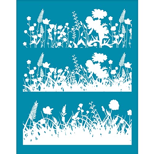 OLYCRAFT 12.7x10 cm Tonschablonen Blumenmuster Siebdruck Für Polymer Clay Wildblumen Siebdruckschablonen Mesh Transfer Schablonen Floral Mesh Schablone Für Polymer Clay Schmuckherstellung von OLYCRAFT