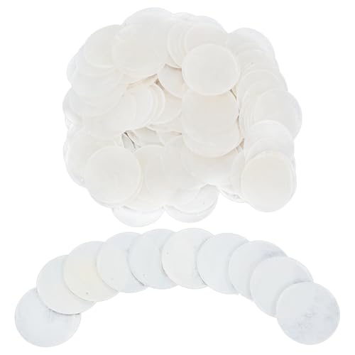 OLYCRAFT 120 Stück Weiße Flache Runde Muschelstücke 5cm Natürliche Muscheln Mit 2 Löchern Natürliche Capiz Muschelanhänger Für Muschel Windspiele Vorhänge Lampenschirme Bastelarbeiten von OLYCRAFT
