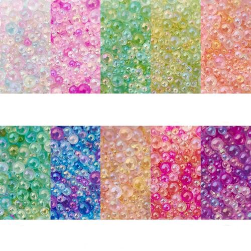 OLYCRAFT 130g 1~3mm Bunte Kunstharz Blasenperlen Schillernde Wassertropfen Winzige Glasperlen Kein Loch Winzige Perlen Für Harzformen Füllstoffe Schmuck von OLYCRAFT