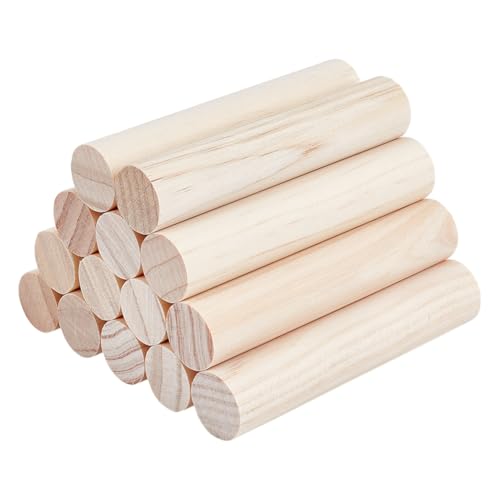 OLYCRAFT 14 Stück 100x20mm Runde Holzstäbe Blanke Dübelstangen Dübelstreifen Unlackierte Holzdübelstangen Unlackierte Holzstreifen Holzstäbe Für Heimwerkerarbeiten Gebäudemodelle von OLYCRAFT