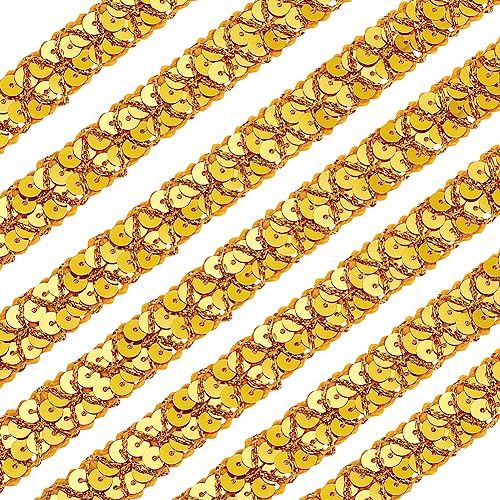 OLYCRAFT 14 Yards/13 m Flacher Runder Kunststoff Paillette Trimmen Mit Goldenen Pailletten 2 Reihen Paillettenbandbesatz Glitzerndes Metallisches Polyesterband Zum Nähen Verschönern von Kleidern OLYCRAFT 14 Yards/13 m Flacher Runder Kunststoff Paillette Trimmen Mit Goldenen Pailletten 2 Reihen Paillettenbandbesatz Glitzerndes Metallisches Polyesterband Zum Nähen Verschönern von Kleidern von OLYCRAFT