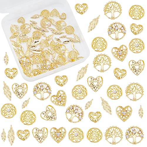 OLYCRAFT 144pcs Traumfänger Thema Harzfüller Hohl Legierung Cabochons Baum Des Lebens Laub Harz Charms Epoxidharz Zubehör Nail Art Dekoration Epoxidharz Füllmaterial - Golden von OLYCRAFT