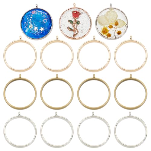 OLYCRAFT 15 Stück Gold/Platin/Antik Bronze Runde Offene Lünette Charms für Harz Legierung Rahmen Anhänger Farbbeständige Hohle Harzrahmen Mit Schleife Für Halsketten Ohrringe Schmuckherstellung OLYCRAFT 15 Stück Gold/Platin/Antik Bronze Runde Offene Lünette Charms für Harz Legierung Rahmen Anhänger Farbbeständige Hohle Harzrahmen Mit Schleife Für Halsketten Ohrringe Schmuckherstellung von OLYCRAFT