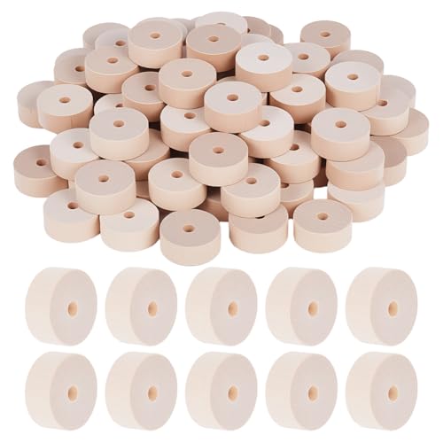OLYCRAFT 150 Stück 25x10mm Holz Bastelräder Mit 5mm Loch Naturholzräder Unbehandeltes Holzrad Flache Runde Holzräder Natürlich Für DIY Modellautos Reifenersatz Holzhandwerksbedarf von OLYCRAFT