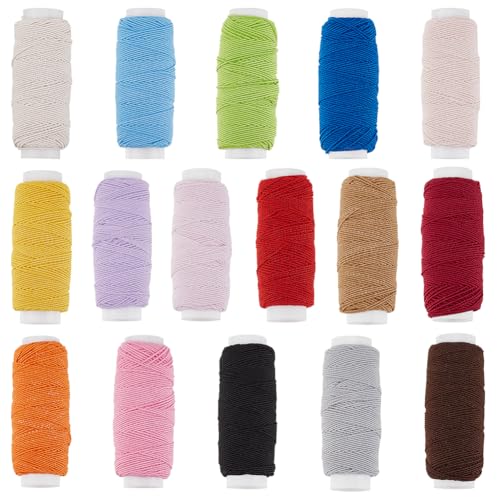 OLYCRAFT 16 Rolle 16 Farben Polyester Elastikfaden 0.6mm Elastische Kordel Zur Schmuckherstellung 20 m/Rolle Mehrfarbige Stretchschnur Runde Elastische Bastelkordel Elastischer Faden Für Nähmaschinen von OLYCRAFT