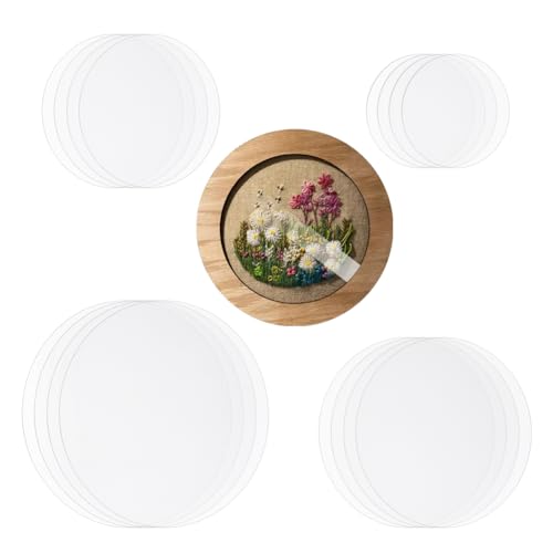 OLYCRAFT 16 Stück Acrylplatten Zum Sticken 4 Größen Holz Stickrahmen Blatt Kreuzstichrahmenplatte Für Heimwerker Kunsthandwerk Nähen Handarbeiten Bilderanzeige – 7.5/10/12.5/15cm von OLYCRAFT