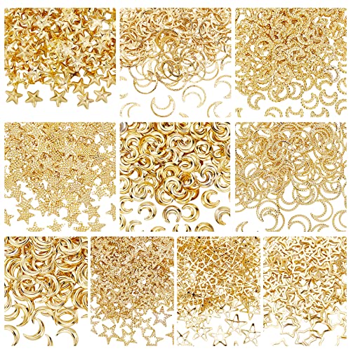 OLYCRAFT 1600PCS Moon Star Harzfüller Hohl Harz Charms Messing Epoxidharz Liefert Kosmos Themen Epoxidharzfüller Für Harz Schmuckherstellung (Gold) von OLYCRAFT