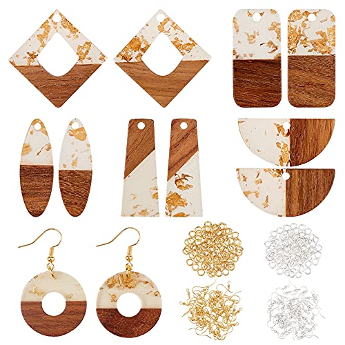 OLYCRAFT 172PCS Harz Holz Ohrring Anhänger Teardrop Harz Walnussholz Schmuckzubehör Vintage Harz Holz Statement Schmuckzubehör Für Halskette Und Ohrringherstellung -6 Style von OLYCRAFT