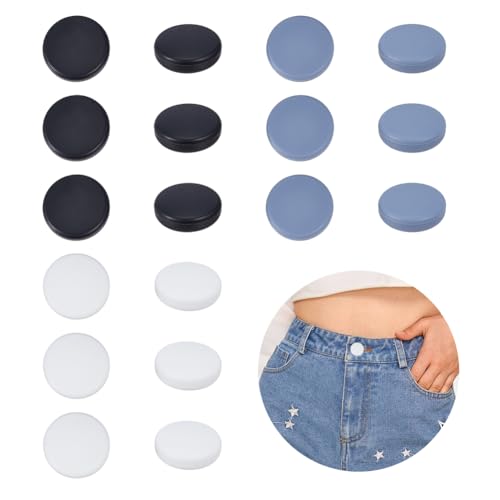 OLYCRAFT 18 Stück 3 Farben Knopfabdeckungen Für Jeans Für 15mm Knöpfe TPU Abdeckung Für Hemdknöpfe Knopfabdeckungen Verhindern Hemdlöcher Für Hemdärmel Jeans Kleidung – Schwarz Grau Und Weiß von OLYCRAFT