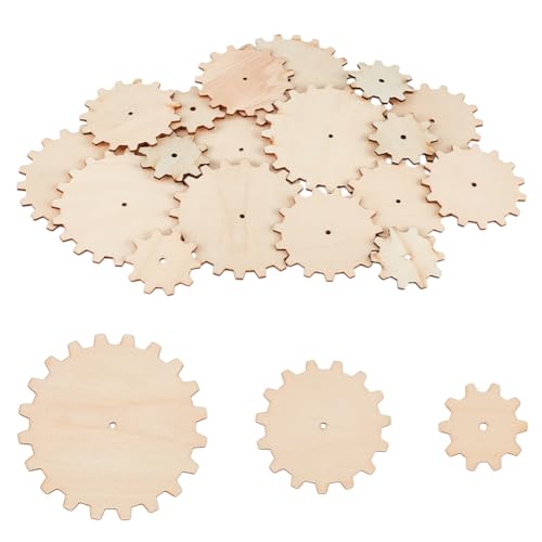 OLYCRAFT 18 Stück unlackierte Holzzahnräder, 2/2,9/3,9 Zoll, DIY-Holzgetriebeausschnitte, ungefärbtes Holz, Zahnradstücke, Steampunk-Holzstücke, Malgetriebe für Bastelarbeiten, Heimdekorationen OLYCRAFT 18 Stück unlackierte Holzzahnräder, 2/2,9/3,9 Zoll, DIY-Holzgetriebeausschnitte, ungefärbtes Holz, Zahnradstücke, Steampunk-Holzstücke, Malgetriebe für Bastelarbeiten, Heimdekorationen von OLYCRAFT