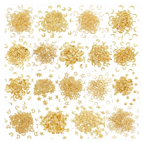 OLYCRAFT 1800 Stück 18 Stile Stern Mond Harzfüller Hohlharzfüller Messing Nagelkunstfüller Epoxidharzzubehör Messing Nagelkunstdekorationen Für DIY Handwerk Schmuckherstellung - Silber & Golden OLYCRAFT 1800 Stück 18 Stile Stern Mond Harzfüller Hohlharzfüller Messing Nagelkunstfüller Epoxidharzzubehör Messing Nagelkunstdekorationen Für DIY Handwerk Schmuckherstellung - Silber & Golden von OLYCRAFT
