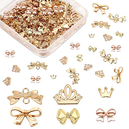 OLYCRAFT 180pcs Crown & Bowknot Harzfüller 6-Style Legierung Epoxidharz Zubehör Harzzubehör Harzfüllung Charms Cabochons Für Nail Art Harz Schmuckherstellung von OLYCRAFT