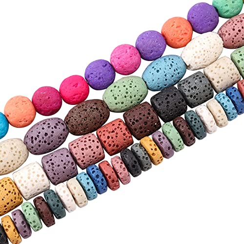 OLYCRAFT 190 Stück Natürliche Lava Perlen 8~12mm Gefärbt Bunte Chakra Perlen Runde Säule Reis Flach Rund Edelstein Lose Perlen Energieperlen Für Armbänder Halsketten Schmuckherstellung – 4 Stile OLYCRAFT 190 Stück Natürliche Lava Perlen 8~12mm Gefärbt Bunte Chakra Perlen Runde Säule Reis Flach Rund Edelstein Lose Perlen Energieperlen Für Armbänder Halsketten Schmuckherstellung – 4 Stile von OLYCRAFT