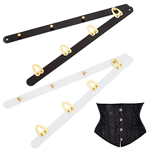 OLYCRAFT 2 Paar Korsett Busk Knöpfe Schwarz Weißer Edelstahlknopf Korsett Busk 20 cm Korsett Löffel Busk Mit Goldenen Knöpfen Zum Nähen Und Schließen Der Korsett Bustier Taille - 299x26 mm von OLYCRAFT