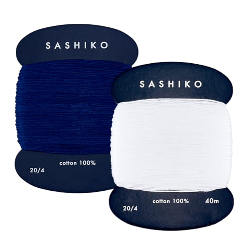 OLYCRAFT 2 Rolle 2 Farben Sashiko Garn Kartenrollen 80 m Mehrzweck Hand Und Maschinengarn Näh Und Stickgarn Vorteilsset Zum Quilten Sticken Basteln Stoffe Heimwerken Schneidern Polstern von OLYCRAFT