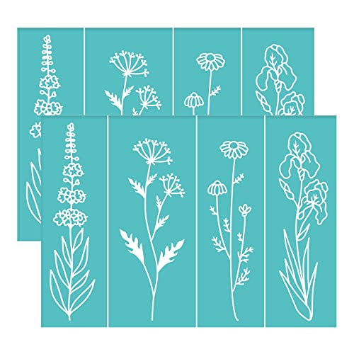 OLYCRAFT 2 Stück 19.5x14cm Siebdruck Schablonen Blumenmuster Selbstklebende Mesh Transfer Schablone Wiederverwendbare Wildblumen Siebdruck Schablonen Zum Bedrucken von Holz T Shirts von OLYCRAFT