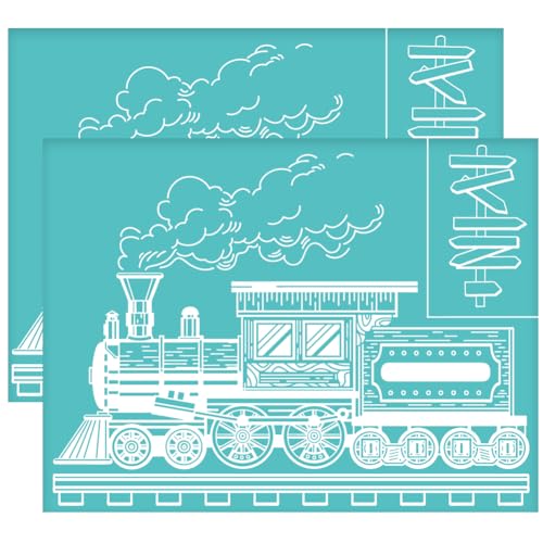 OLYCRAFT 2 Stück 28x22cm Dampfzug selbstklebende Siebdruck Schablone Retro Zug Siebdruck Schablone Schablone Schablone Mesh Schablonen Transfer für DIY T-Shirt Stoff malen OLYCRAFT 2 Stück 28x22cm Dampfzug selbstklebende Siebdruck Schablone Retro Zug Siebdruck Schablone Schablone Schablone Mesh Schablonen Transfer für DIY T-Shirt Stoff malen von OLYCRAFT