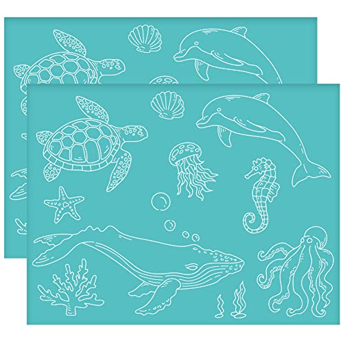 OLYCRAFT 2 Stück 28x22cm Meerestiere Selbstklebende Siebdruckschablone Seeschildkröte Wal Siebdruckschablone Qualle Oktopus Wiederverwendbare Maschenschablonen Transfer für DIY T-Shirt Stoffmalerei OLYCRAFT 2 Stück 28x22cm Meerestiere Selbstklebende Siebdruckschablone Seeschildkröte Wal Siebdruckschablone Qualle Oktopus Wiederverwendbare Maschenschablonen Transfer für DIY T-Shirt Stoffmalerei von OLYCRAFT