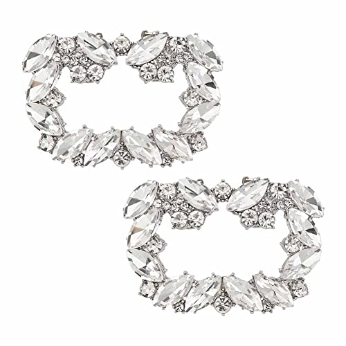 OLYCRAFT 2 Stück Kristall Schuhschnalle Silber Schuhschnalle Kristall Schuhclips Mit Abnehmbarem Legierungsschnallenclip Für Damen Hochzeit Party Schuhschmuck Zubehör - 4.2x6.1x0.9cm von OLYCRAFT