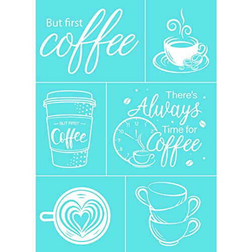 OLYCRAFT 2 Stück Nachmittagstee Selbstklebende Siebdruck-Schablone Kaffeetasse Wiederverwendbare Waschbar Netz-Transfer-Druckschablone Zum Malen Auf Holz Stoff T-Shirt Maue -19.5x14cm von OLYCRAFT