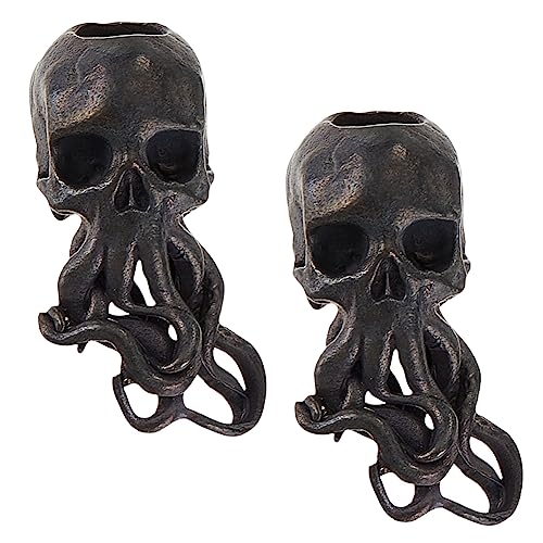 OLYCRAFT 2 Stück Schwarze Parakord Perlen Mit 6 mm Großem Loch Totenkopf Kraken Lanyard Perlen Messing Messerperlen Große Loch Perlen Lose Perlen Metall Abstandsperlen Für Schmuckherstellung von OLYCRAFT
