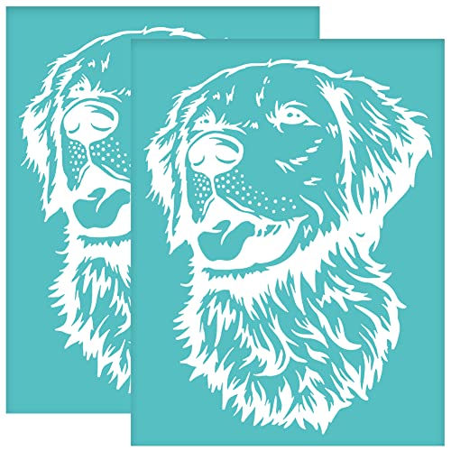 OLYCRAFT 2 Stück Selbstklebende Siebdruck Schablone Hundemuster Mesh Transfer Schablone Tiermotiv Siebdruck Schablone Zum Malen Auf Holz DIY T Shirt Stoff - 22x28 cm von OLYCRAFT
