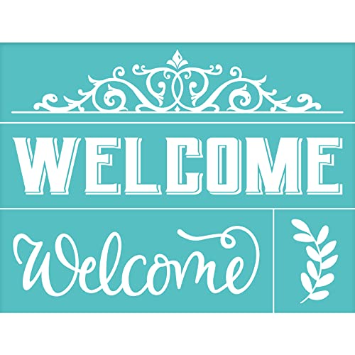 OLYCRAFT 2 Stück Selbstklebende Siebdruck Schablone Willkommens Siebdruck Schablone Wiederverwendbare Mesh Schablonen Transfer Waschbare Heimdekoration Für DIY T Shirt Stoff Malerei - 22 × 28cm OLYCRAFT 2 Stück Selbstklebende Siebdruck Schablone Willkommens Siebdruck Schablone Wiederverwendbare Mesh Schablonen Transfer Waschbare Heimdekoration Für DIY T Shirt Stoff Malerei - 22 × 28cm von OLYCRAFT