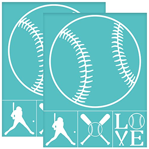 OLYCRAFT 2 Stück Selbstklebende Siebdruck Schablonen Baseball Muster Mesh Transfer Schablone „Love“ Buchstabe Siebdruck Schablone Zum Malen Auf Holz DIY T Shirt Stoff - 28x22 cm von OLYCRAFT