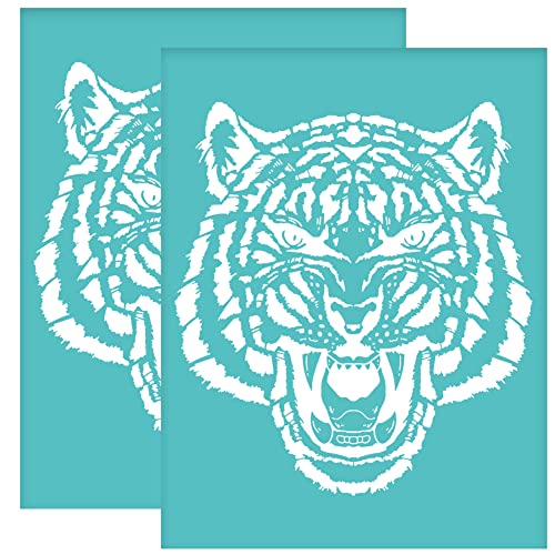 OLYCRAFT 2 Stück Siebdruckschablonen Tiger Siebdruckschablonen Selbstklebende Tierschablonen Wiederverwendbare Siebdruck Netztransfer Zum Malen Auf Holz T Shirts Taschen - 22x28 cm von OLYCRAFT