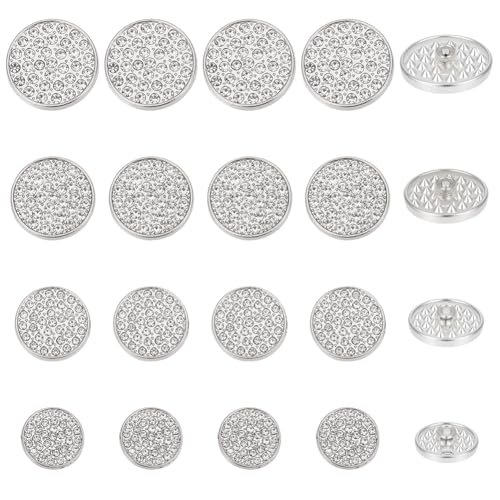 OLYCRAFT 20 Stück Strassknopf Set In 4 Größen Runder Strass Ösenknopf Mit 1 Löchern 15 22mm Funkelnde Strassknöpfe Kristallverzierungen Zum Aufnähen von Kleidungsknöpfen Für DIY Nähkleidung von OLYCRAFT
