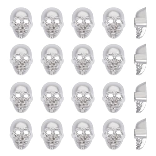 OLYCRAFT 20 Stück Totenkopfknopf Aus Zinklegierung Dekorative Lederknöpfe Silbern Punk Legierung Schraubverschluss 18x13x7mm Totenkopf Nieten DIY Nieten Conchos Für Gürteldekoration (Loch: 3x2mm) von OLYCRAFT